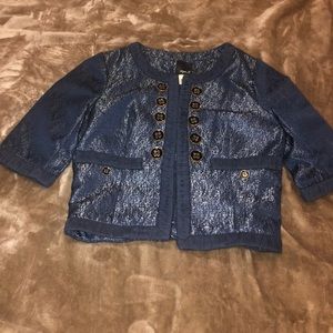 Women’s crop jacket size small. Blue and gold